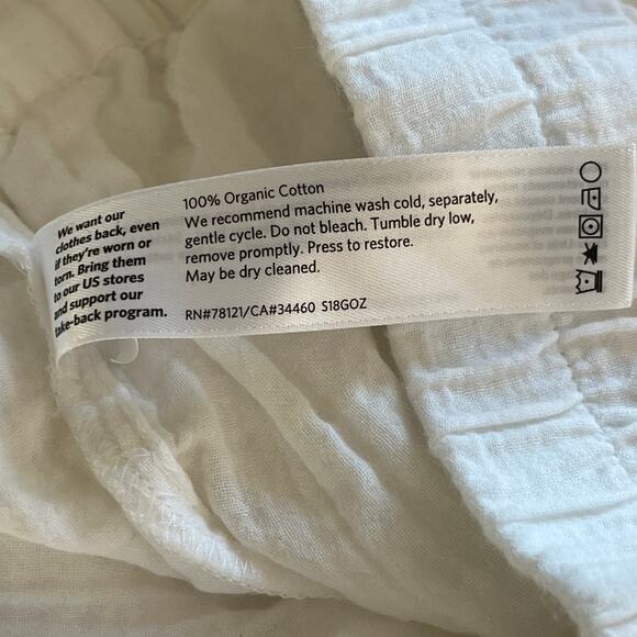 Eileen Fisher Organic Cotton Gauze Wide Leg Pull-On Pants White Small - Picture 4 of 4